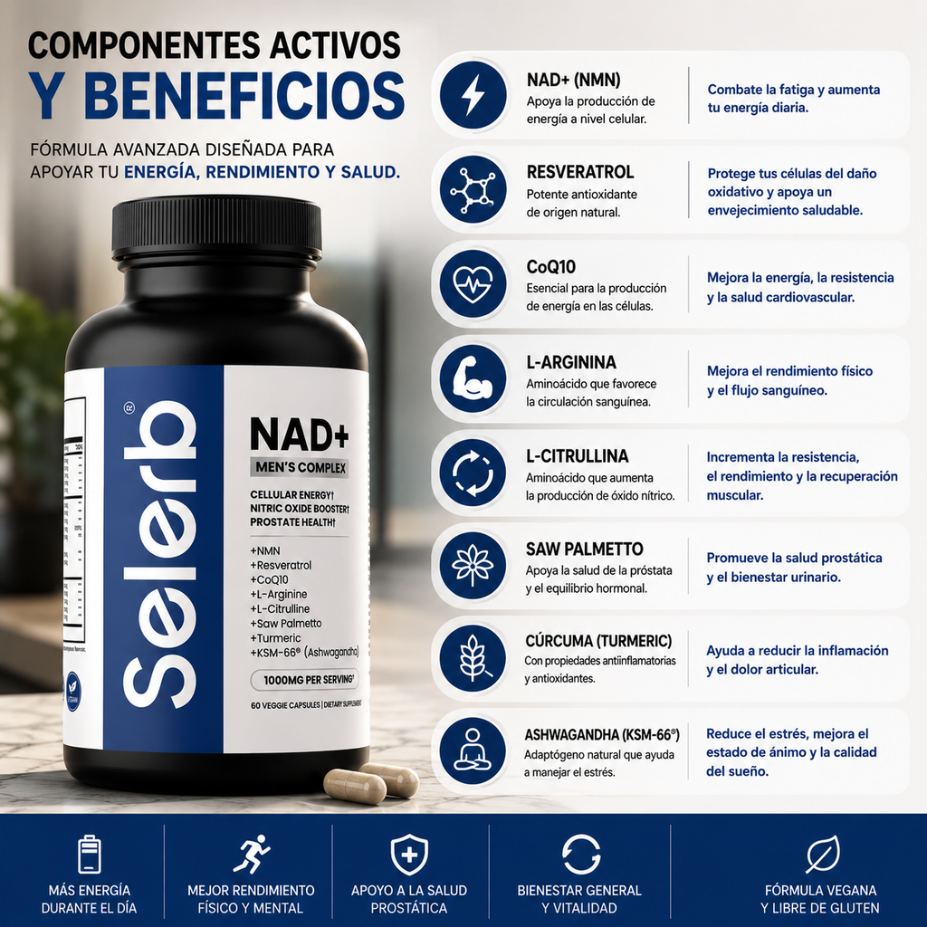 Selerb Men's Complex - Suplemento NAD+ para Energía y Vitalidad